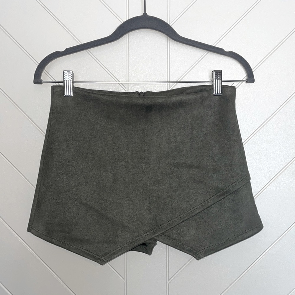 Olive Green Suede Skort